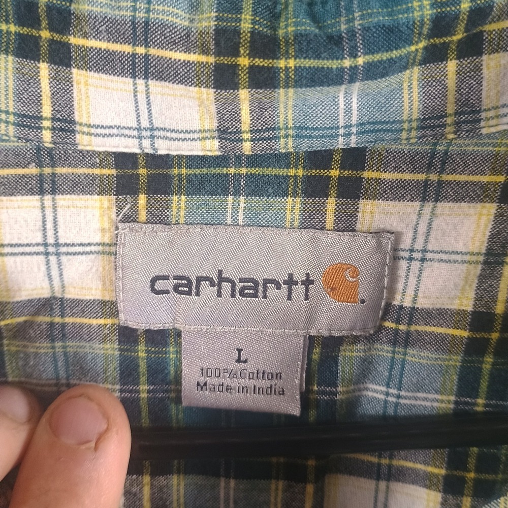 Carhartt Midweight Chambray Shirt Mens Size XL Dark Gray Plaid Pockets S254 - Picture 3 of 10